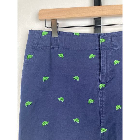 Lilly Pulitzer Embroidered Turtle Mini Skirt Size 8 Navy Preppy Pockets Cotton - Picture 2 of 9